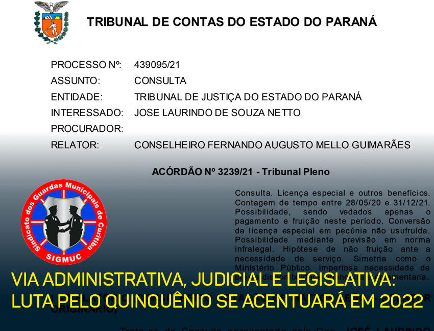 You are currently viewing VIA ADMINISTRATIVA, JUDICIAL E LEGISLATIVA: LUTA PELO QUINQUÊNIO SE ACENTUARÁ EM 2022.